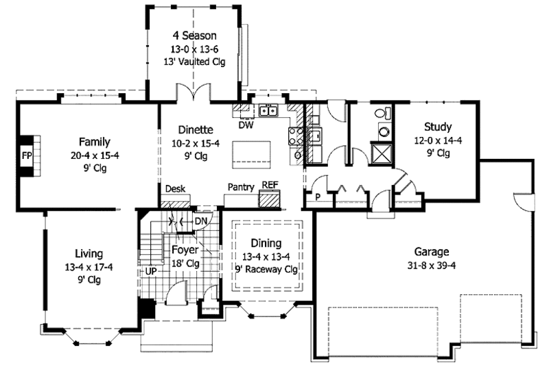 Home Plan - Floor Plan - Main Floor for Colonial House Plan #51-956 - 4 bed, 3 bath