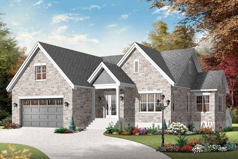Home Plan - Exterior - Front Elevation 3 for European House Plan #23-2535 - 2 bed, 1 bath
