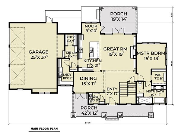 House Blueprint - Farmhouse Floor Plan - Main Floor Plan #1070-36
