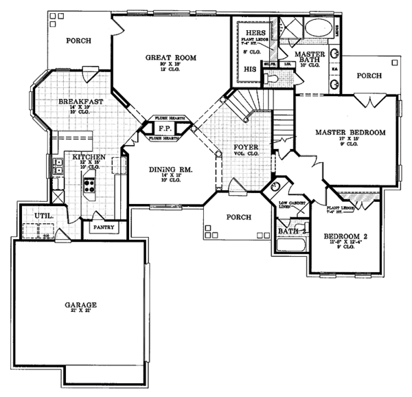 House Design - Traditional Floor Plan - Main Floor Plan #952-4