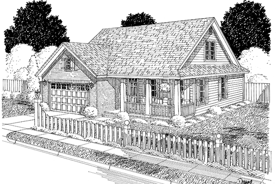Exterior - Front Elevation 3 for Country House Plan #513-2139 - 3 bed, 2.5 bath