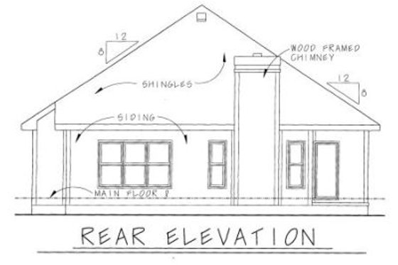 Exterior - Rear Elevation for Cottage House Plan #20-1207 - 2 bed, 2 bath