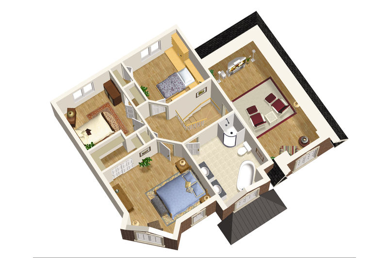 Home Plan - Floor Plan - Upper Floor 1 for European House Plan #25-4667 - 3 bed, 1 bath