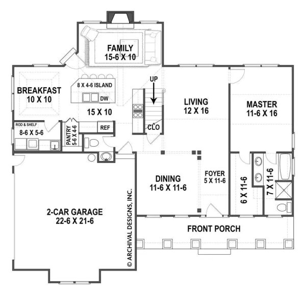 Architectural House Design - Floor Plan - Main Floor for Cottage House Plan #119-479 - 3 bed, 2.5 bath
