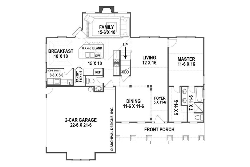 Architectural House Design - Floor Plan - Main Floor for Cottage House Plan #119-479 - 3 bed, 2.5 bath