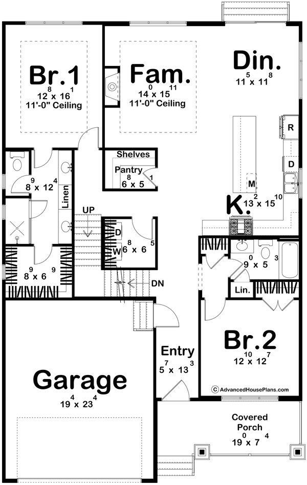 Architectural House Design - Floor Plan - Main Floor for Craftsman House Plan #455-795 - 4 bed, 4 bath