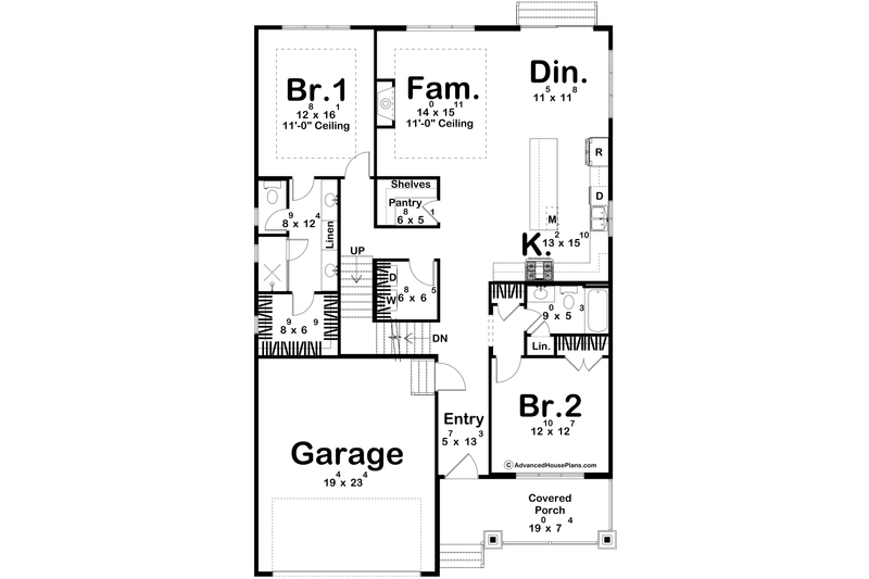 Architectural House Design - Floor Plan - Main Floor for Craftsman House Plan #455-795 - 4 bed, 4 bath
