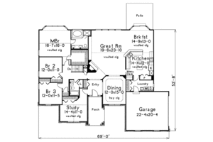 Floor Plan - Main Floor for European House Plan #57-182 - 4 bed, 2 bath