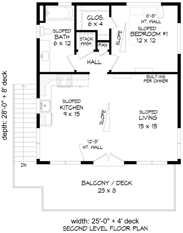 Contemporary Floor Plan - Upper Floor Plan #932-1065