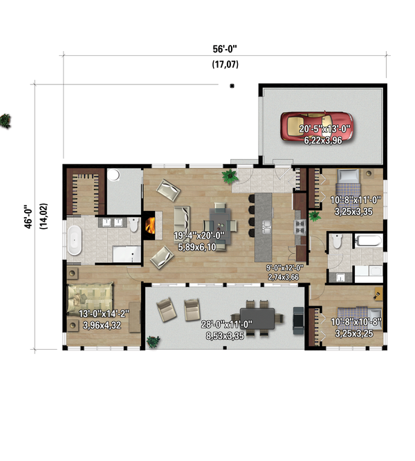 Cabin Style House Plan - 3 Beds 2 Baths 1484 Sq/Ft Plan #25-4963 ...