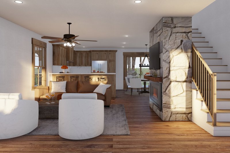 Architectural House Design - Interior - Family Room 1 for Cabin House Plan #923-416 - 3 bed, 2 bath