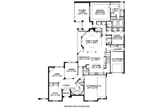 Floor Plan - Main Floor for European House Plan #141-233 - 5 bed, 4.5 bath