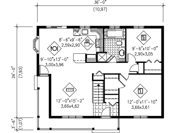Cottage Floor Plan - Main Floor Plan #25-4126