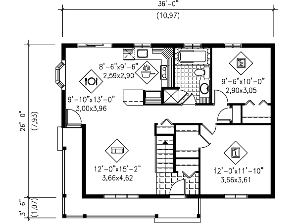 Architectural House Design - Cottage Floor Plan - Main Floor Plan #25-4126