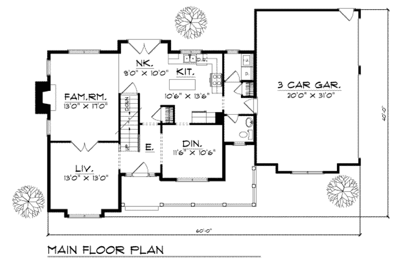 Home Plan - Floor Plan - Main Floor for Country House Plan #70-348 - 4 bed, 2.5 bath