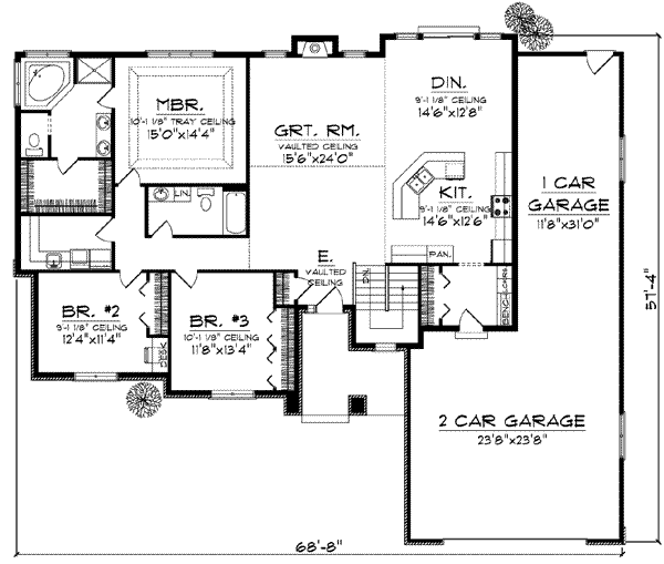 Home Plan - Traditional Floor Plan - Main Floor Plan #70-833