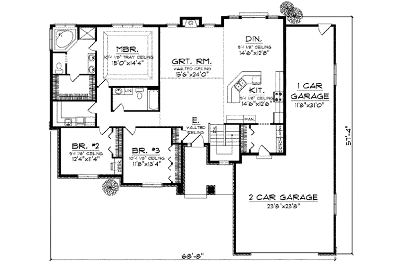 Dream House Plan - Floor Plan - Main Floor for Traditional House Plan #70-833 - 3 bed, 2 bath
