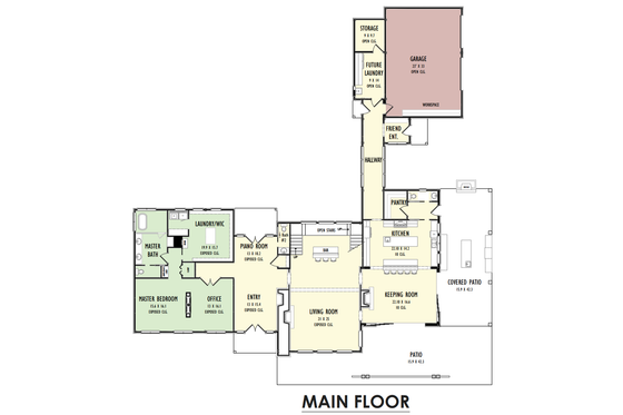 Floor Plan - Main Floor for Modern House Plan #1092-59 - 3 bed, 3.5 bath