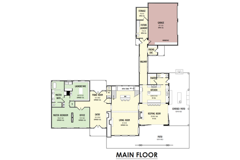 House Design - Floor Plan - Main Floor for Modern House Plan #1092-59 - 3 bed, 3.5 bath