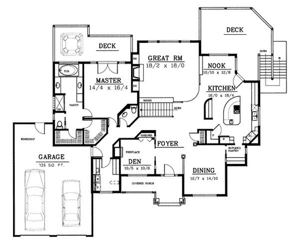 Architectural House Design - Traditional Floor Plan - Main Floor Plan #100-109