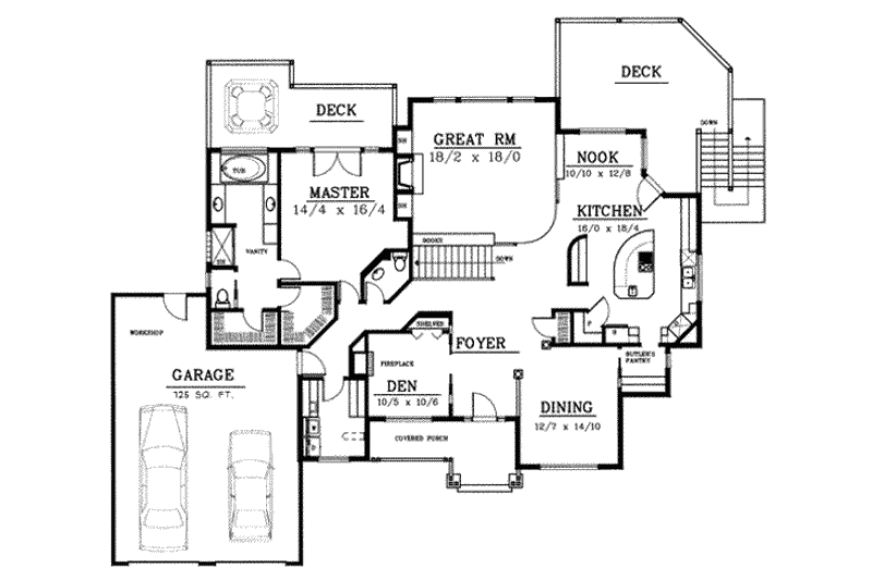 Home Plan - Floor Plan - Main Floor for Traditional House Plan #100-109 - 3 bed, 2.5 bath