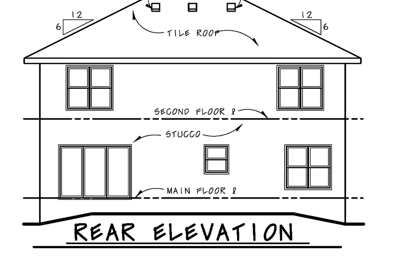 Architectural House Design - Exterior - Rear Elevation for Mediterranean House Plan #20-2599 - 4 bed, 2.5 bath