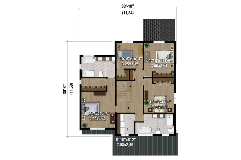 Home Plan - Floor Plan - Upper Floor for Farmhouse House Plan #25-4996 - 4 bed, 2.5 bath