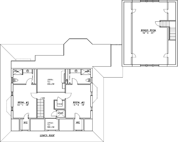 Architectural House Design - Colonial Floor Plan - Upper Floor Plan #117-160