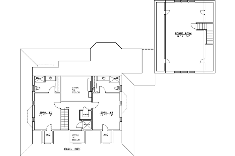 Home Plan - Floor Plan - Upper Floor for Colonial House Plan #117-160 - 3 bed, 5 bath