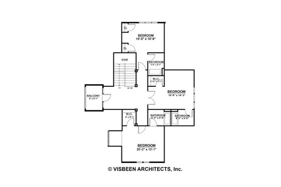 Floor Plan - Upper Floor for Farmhouse House Plan #928-10 - 4 bed, 4.5 bath