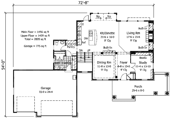 Home Plan - Country Floor Plan - Main Floor Plan #51-358