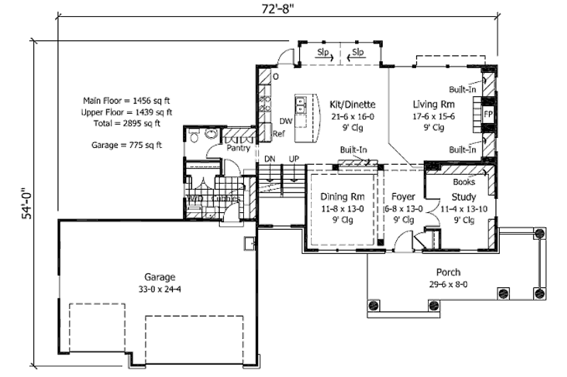 Dream House Plan - Floor Plan - Main Floor for Country House Plan #51-358 - 4 bed, 3.5 bath