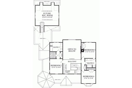 Floor Plan - Upper Floor for Southern House Plan #137-118 - 4 bed, 3.5 bath