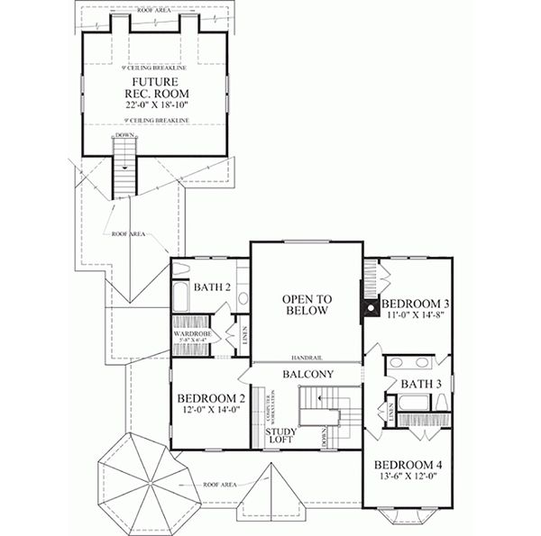 Southern Floor Plan - Upper Floor Plan #137-118