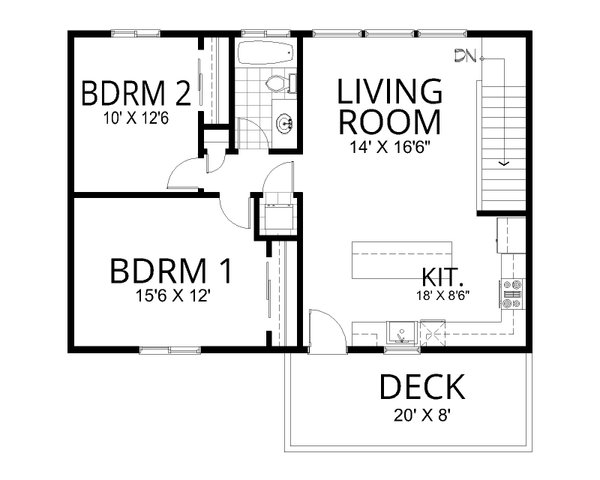 Architectural House Design - Floor Plan - Upper Floor for Contemporary House Plan #112-315 - 2 bed, 1 bath