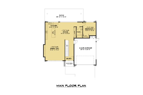 Floor Plan - Main Floor for Contemporary House Plan #1066-102 - 5 bed, 4 bath