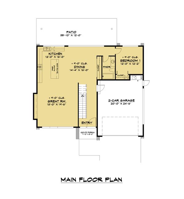 Contemporary Floor Plan - Main Floor Plan #1066-102