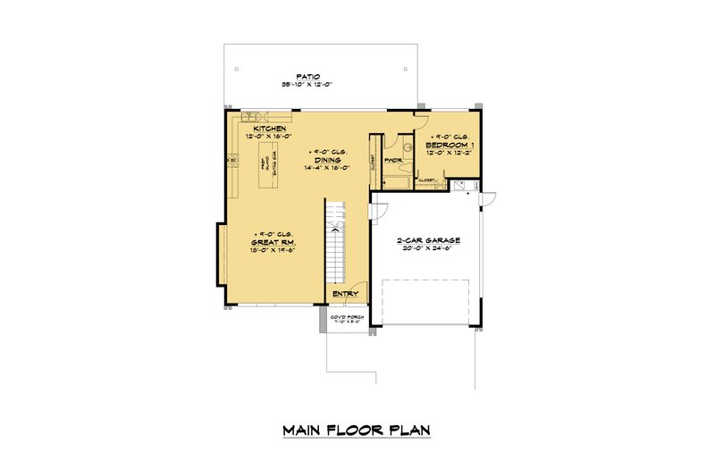House Blueprint - Floor Plan - Main Floor for Contemporary House Plan #1066-102 - 5 bed, 4 bath
