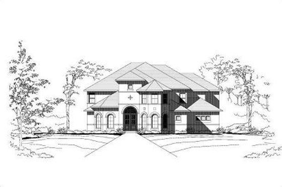 Exterior - Front Elevation for European House Plan #411-599 - 6 bed, 3.5 bath