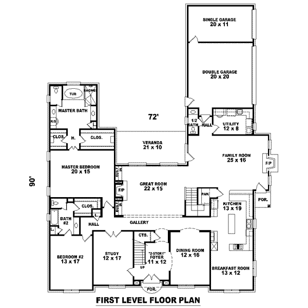 Colonial Floor Plan - Main Floor Plan #81-1655