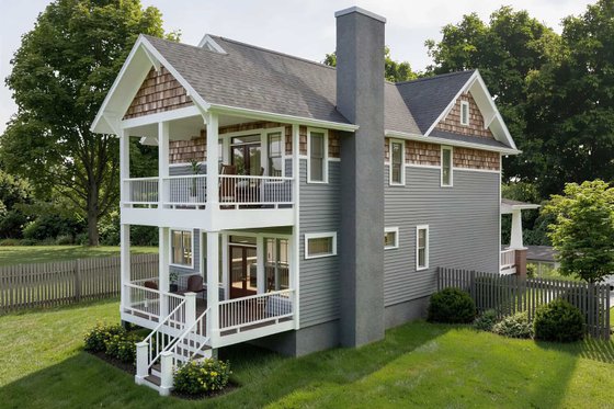 Exterior - Rear Elevation for Craftsman House Plan #79-317 - 2 bed, 2.5 bath