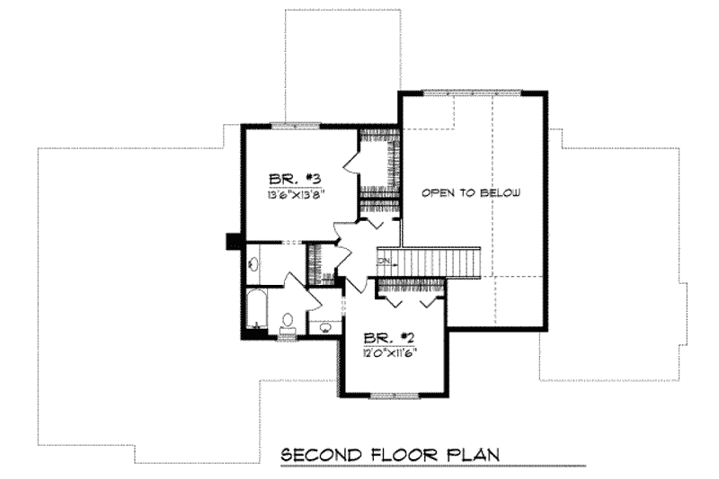 Architectural House Design - Floor Plan - Upper Floor for Mediterranean House Plan #70-513 - 3 bed, 2.5 bath