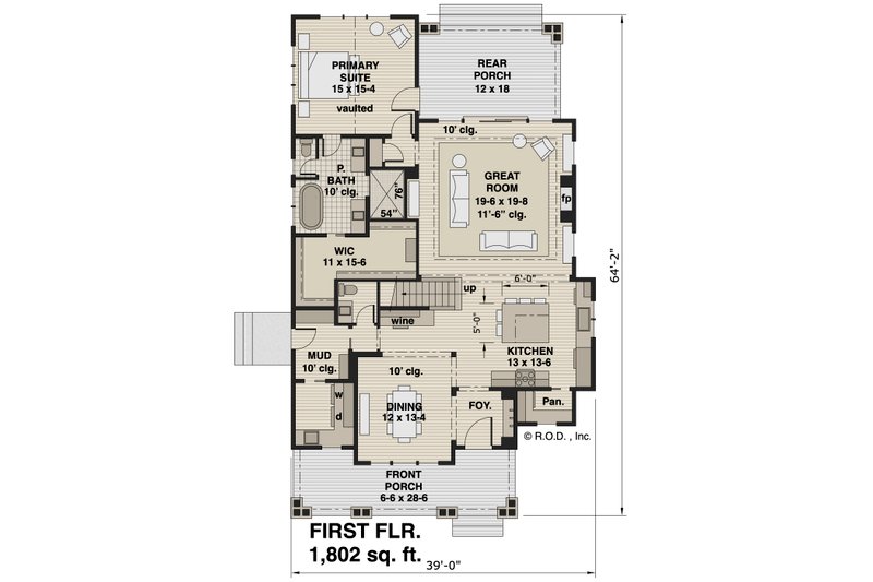 Dream House Plan - Floor Plan - Main Floor for Craftsman House Plan #51-1561 - 3 bed, 3.5 bath