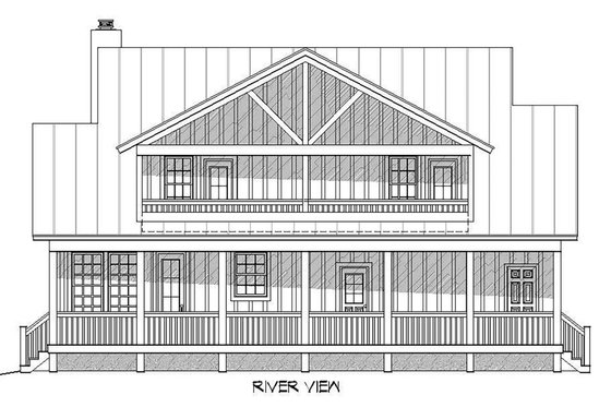 Exterior - Rear Elevation for Country House Plan #932-13 - 3 bed, 3.5 bath