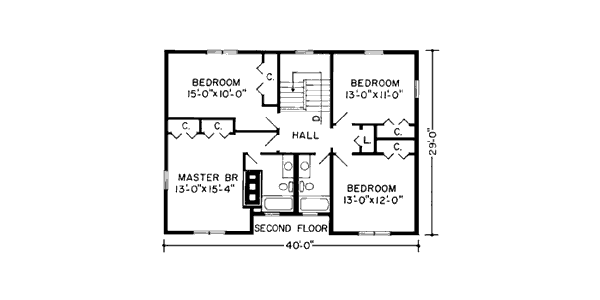 Floor Plan - Upper Floor for Country House Plan #312-765 - 4 bed, 2.5 bath