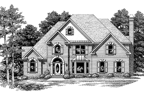 Exterior - Front Elevation 3 for Mediterranean House Plan #927-125 - 4 bed, 3.5 bath