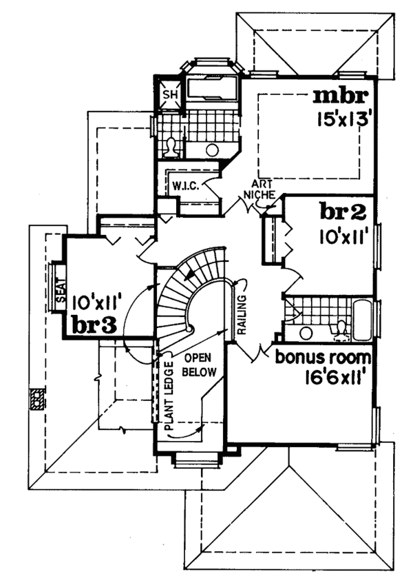 Home Plan - Traditional Floor Plan - Upper Floor Plan #47-830