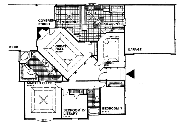 Architectural House Design - European Floor Plan - Main Floor Plan #30-296
