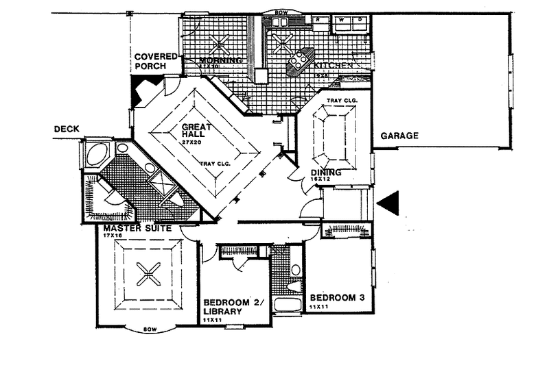 Dream House Plan - Floor Plan - Main Floor for European House Plan #30-296 - 3 bed, 2 bath
