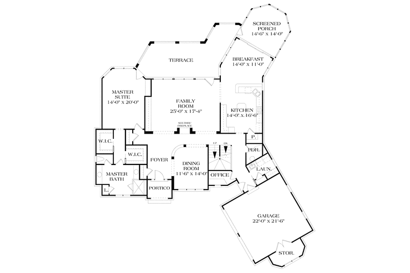House Blueprint - Floor Plan - Main Floor for Country House Plan #453-425 - 4 bed, 3.5 bath